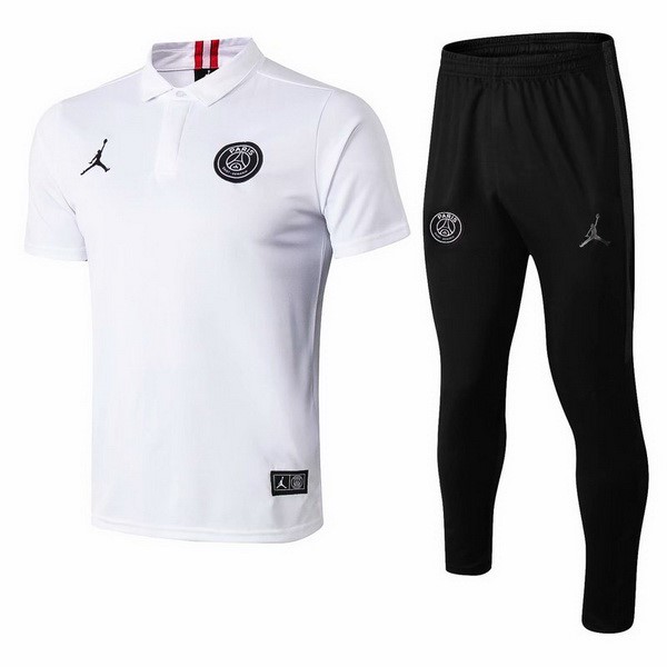 JORDAN Polo Komplett Set Paris Saint Germain 2018-19 Weiß Schwarz